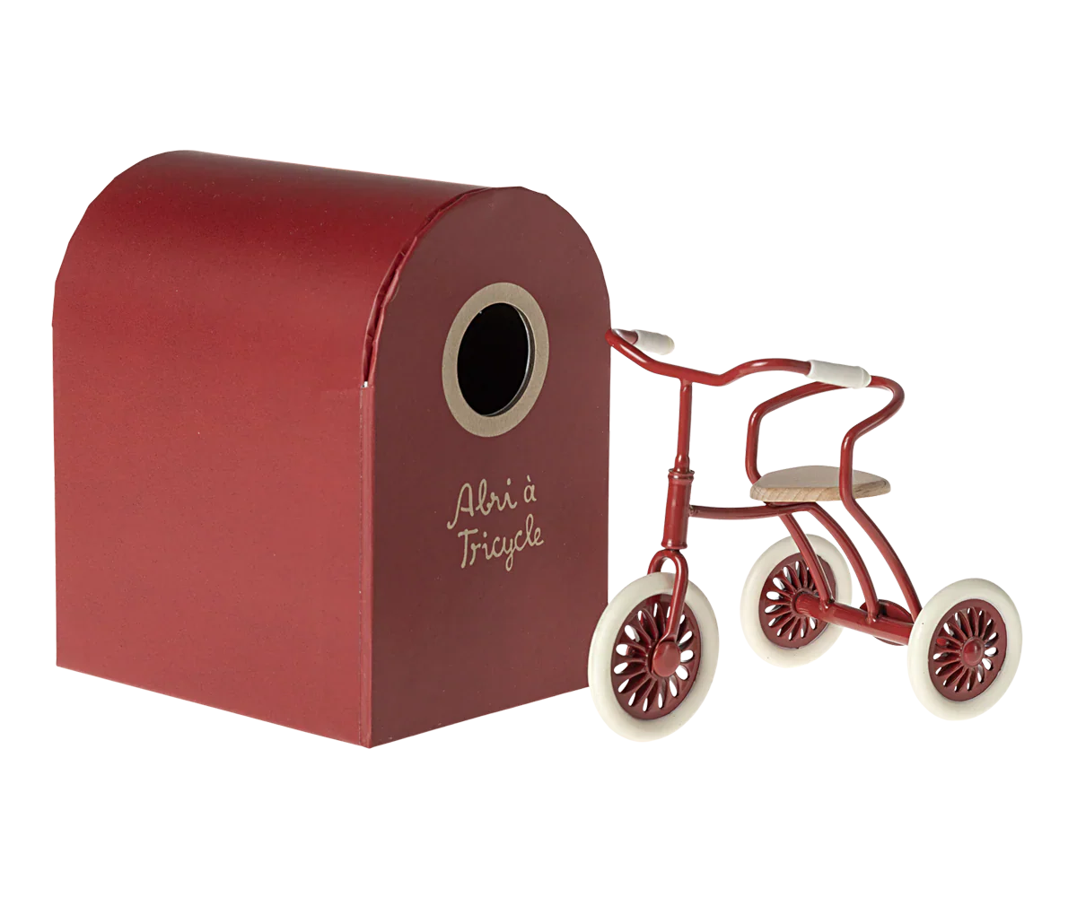 Maileg Mouse Abri a tricycle - Red - Image 3