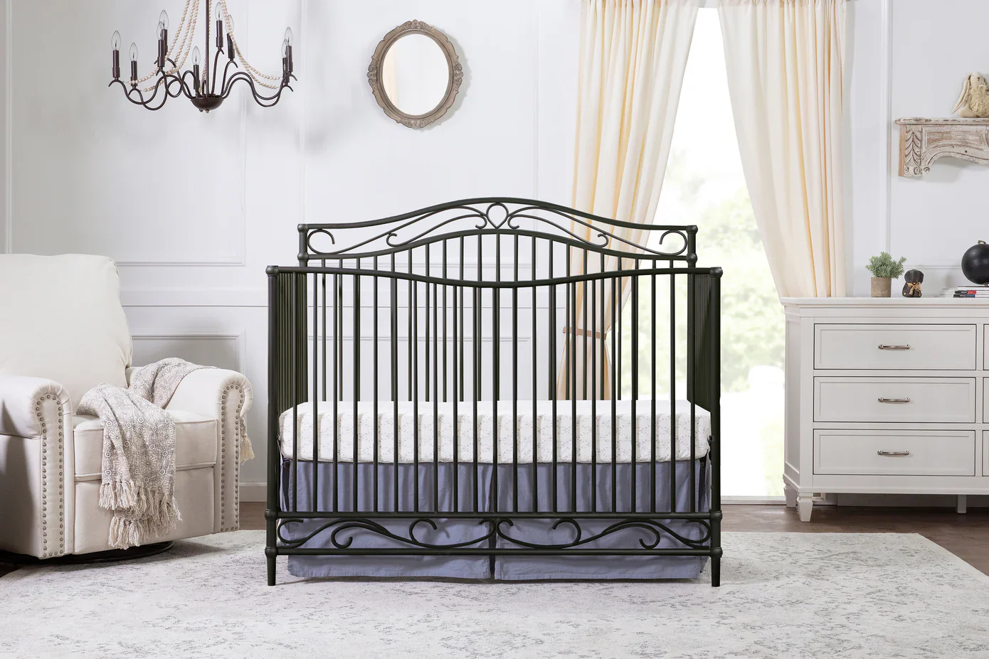 Namesake 4 Piece Nursery Set - Iron Convertible Crib and Dresser w/ Changing Tray - Image 3