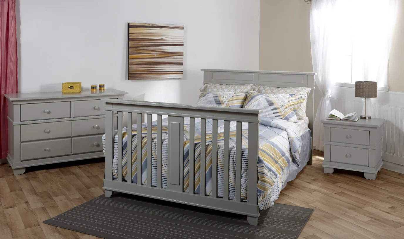 Pali Napoli Flat Top Convertible Crib and Double Dresser w/Conversion Rails - Stone - Image 4