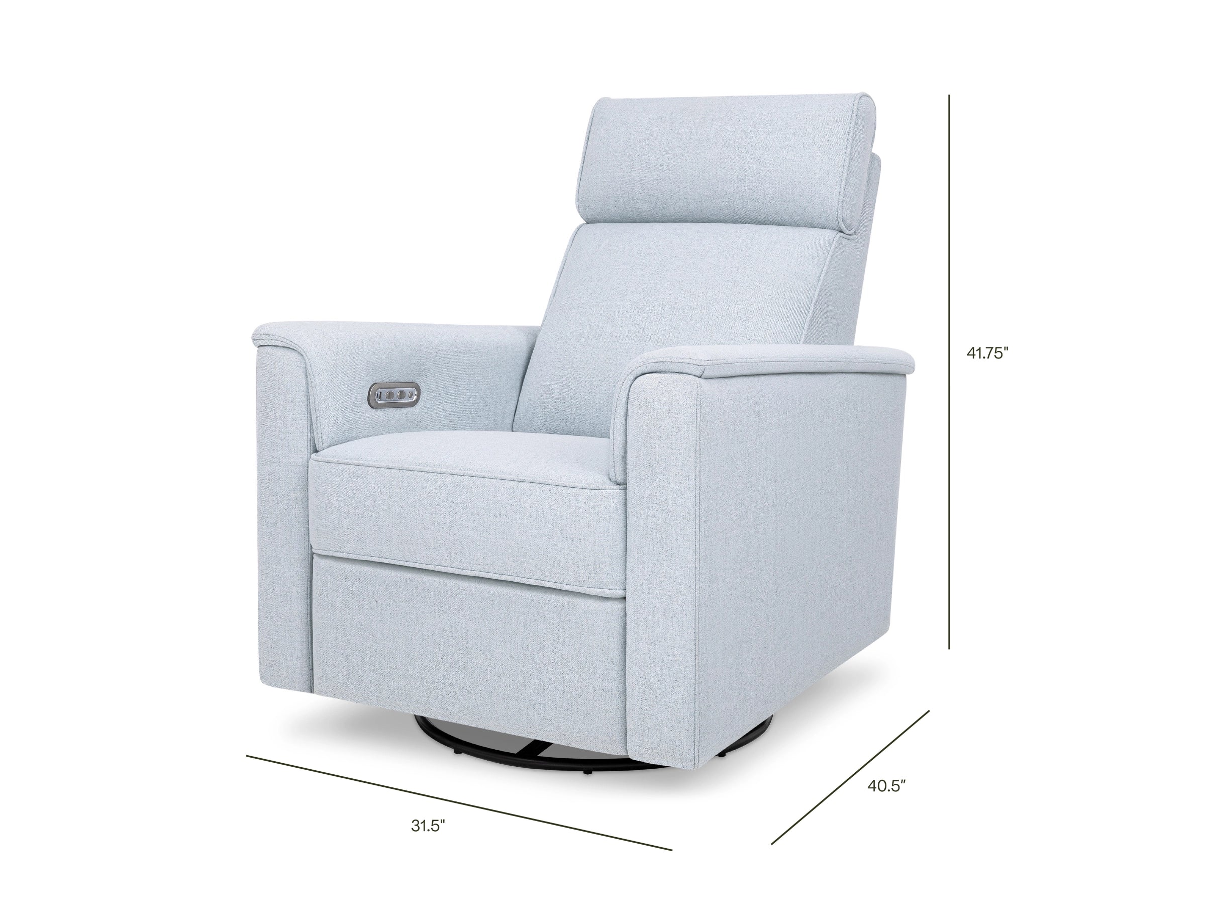 Namesake Willa Power Recliner w/ Adjustable Headrest & USB Port - Blue Chambray - Image 6