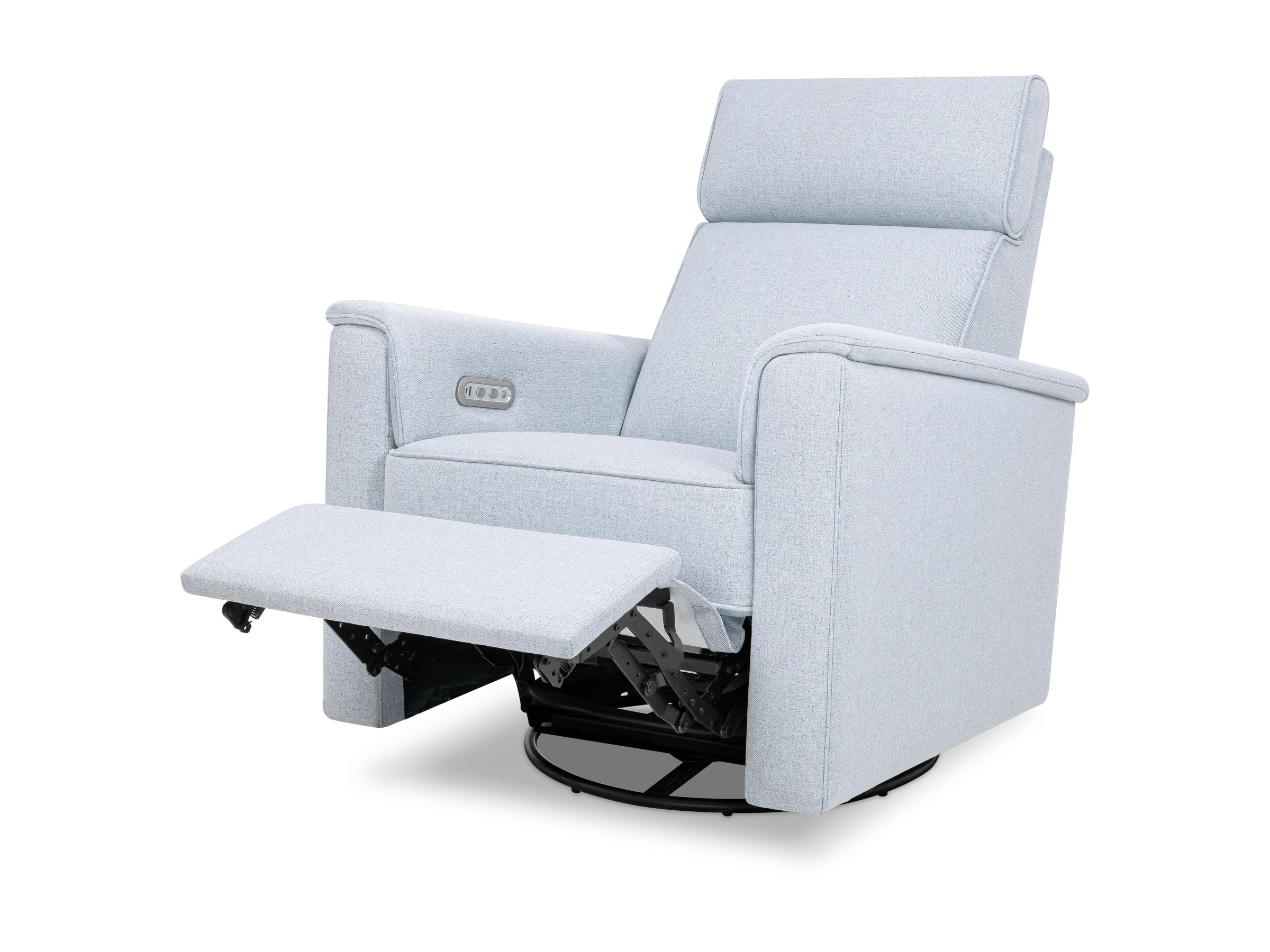 Namesake Willa Power Recliner w/ Adjustable Headrest & USB Port - Blue Chambray - Image 7