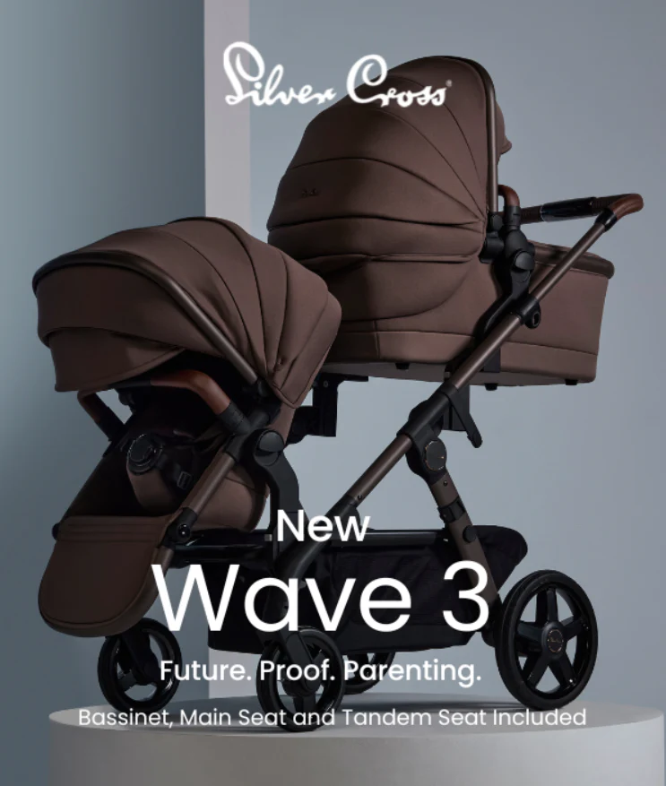 Silver Cross Wave 3 Complete Single to Double Stroller w/ Bassinet & Tandem Seat - Image 4