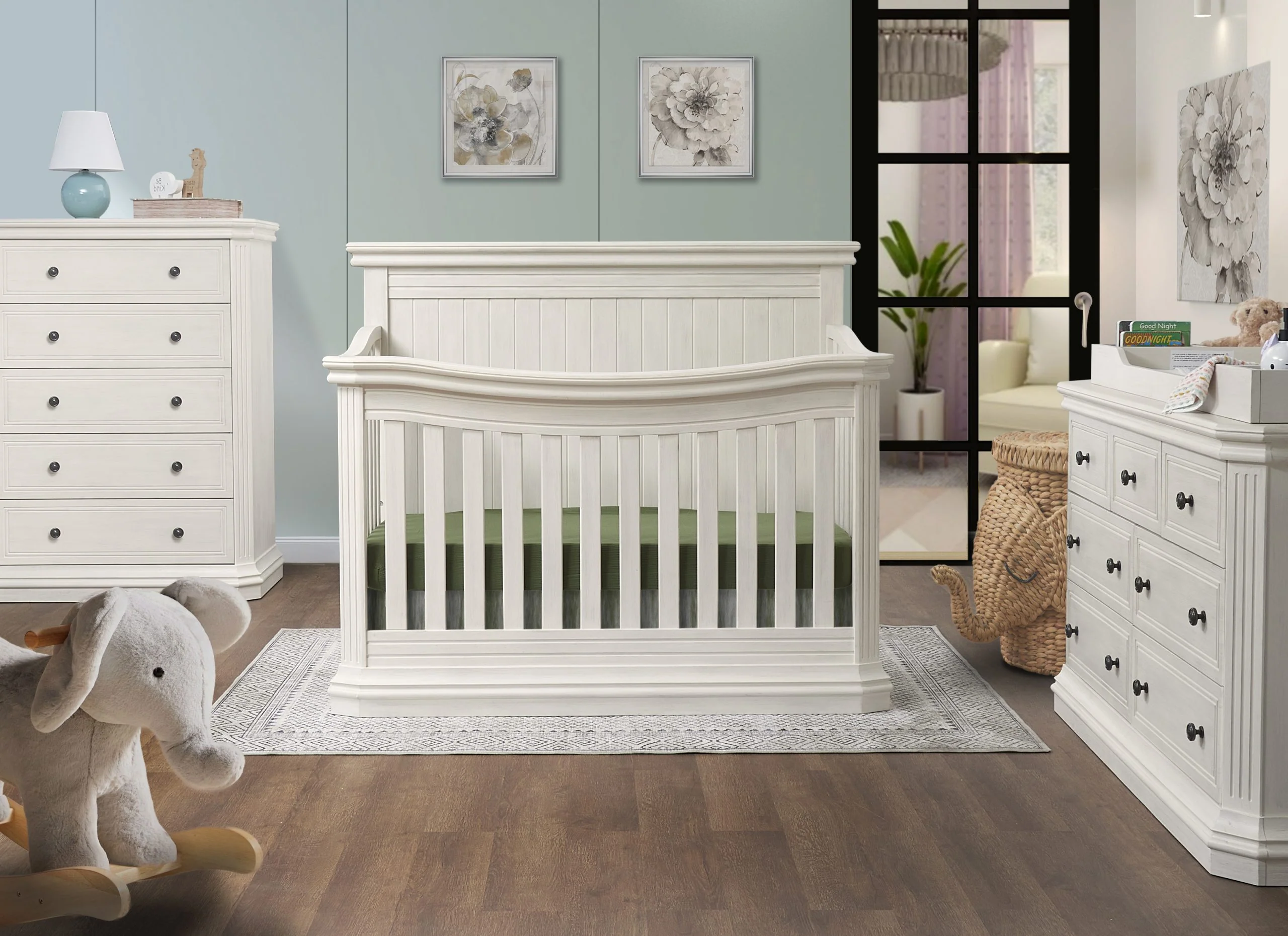 Sorelle Vista Flat Top Convertible Crib and Dresser Set - In Stock - Image 3