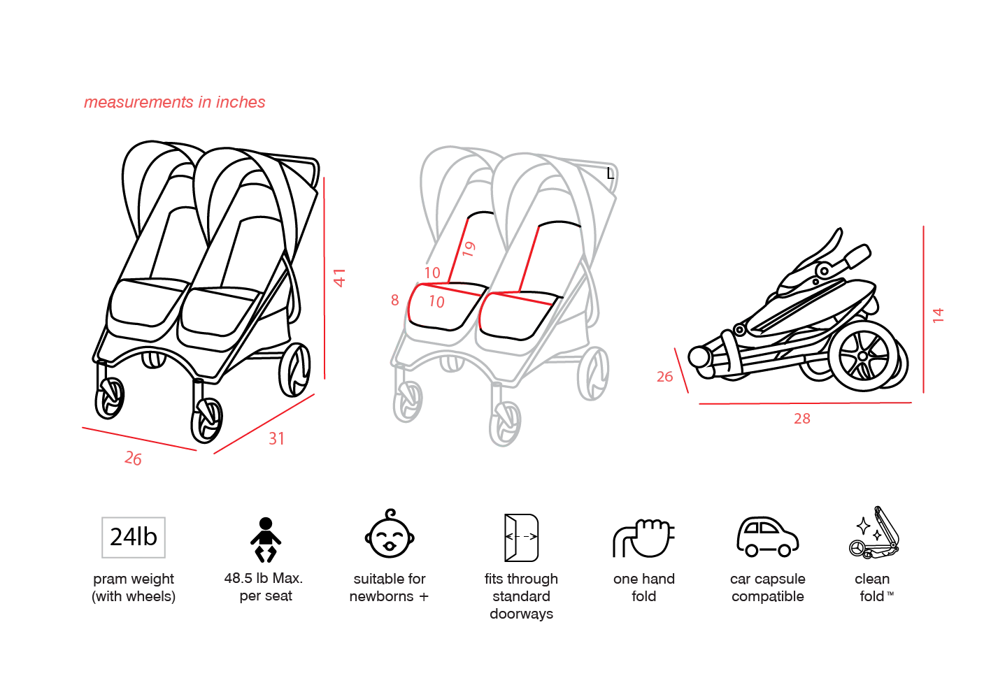 Valcobaby Slim Twin Stroller - Licorice - Image 12