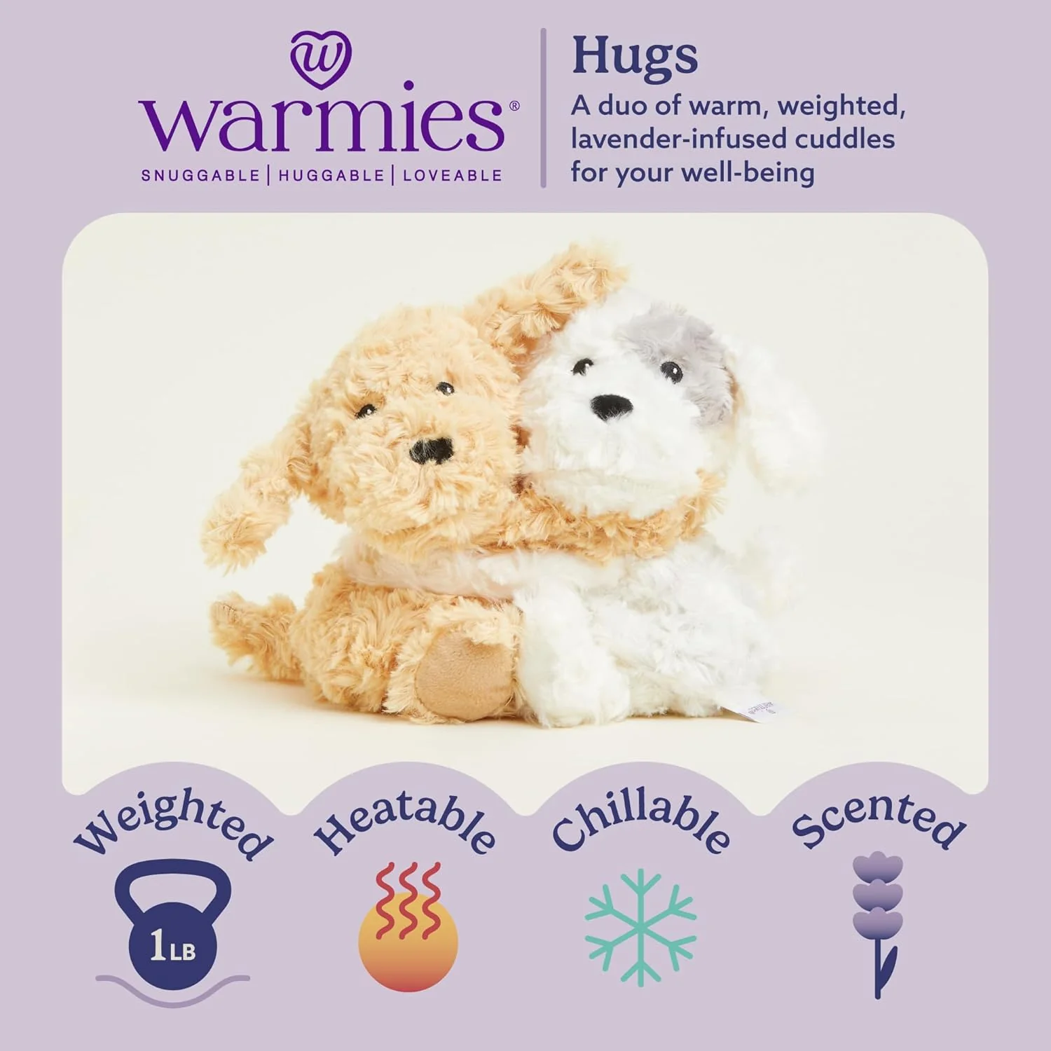 Warmies French Lavendar Hugs Puppy - Image 3